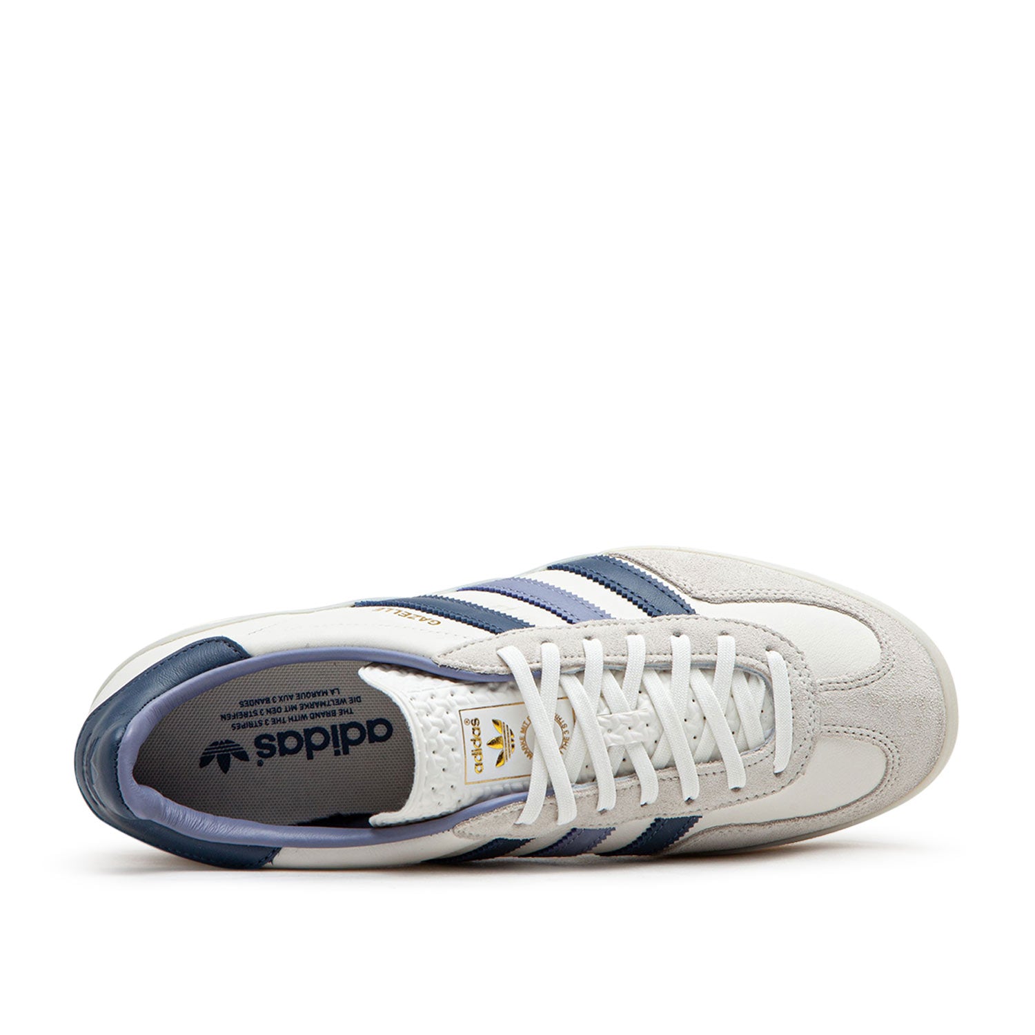 Adidas gazelle white with blue stripes online