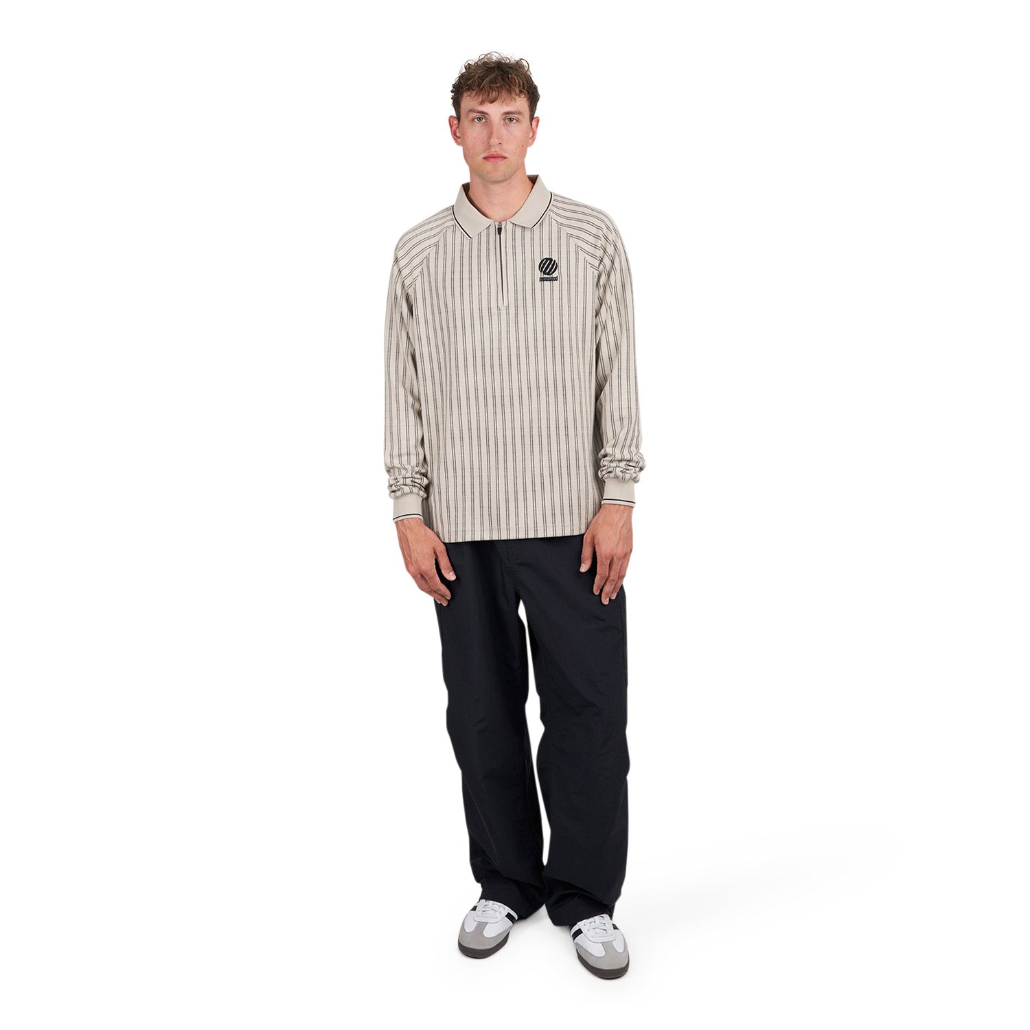 Metalwood Ribbed LS Polo (Beige) - Allike Store