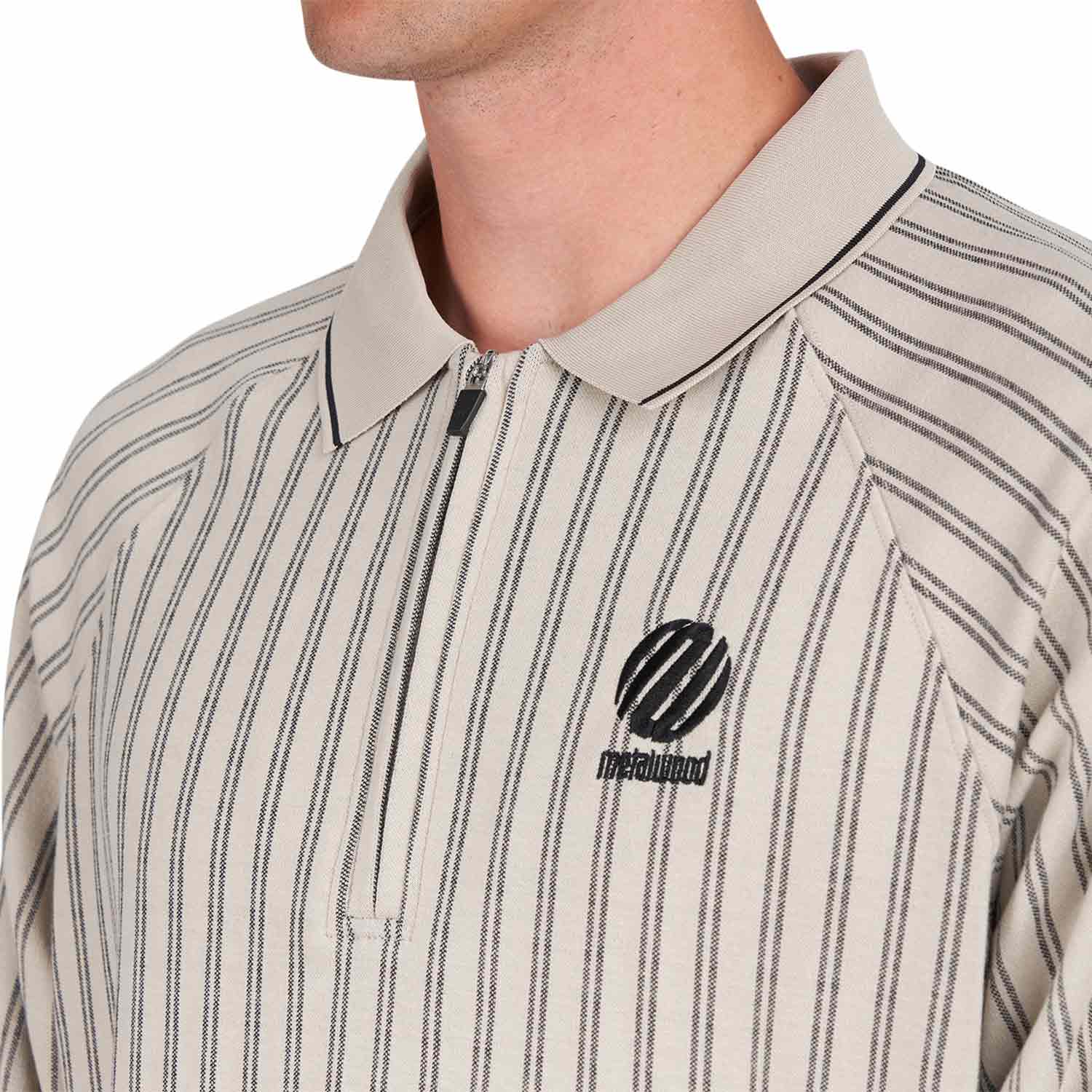 Metalwood Ribbed LS Polo (Beige) - Allike Store