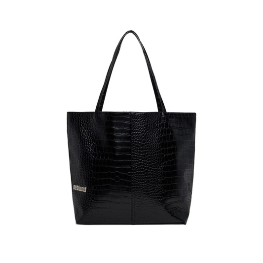 Metalwood Metal Logo Stud Croc Tote (Schwarz) - Allike Store