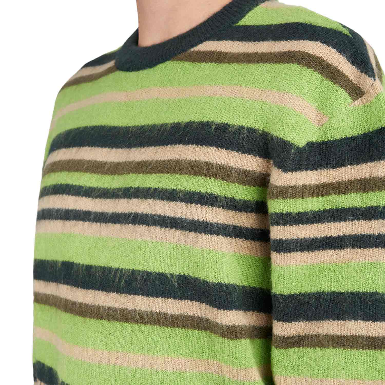 Metalwood Striped Mohair Knit Sweater (Multi) - Allike Store