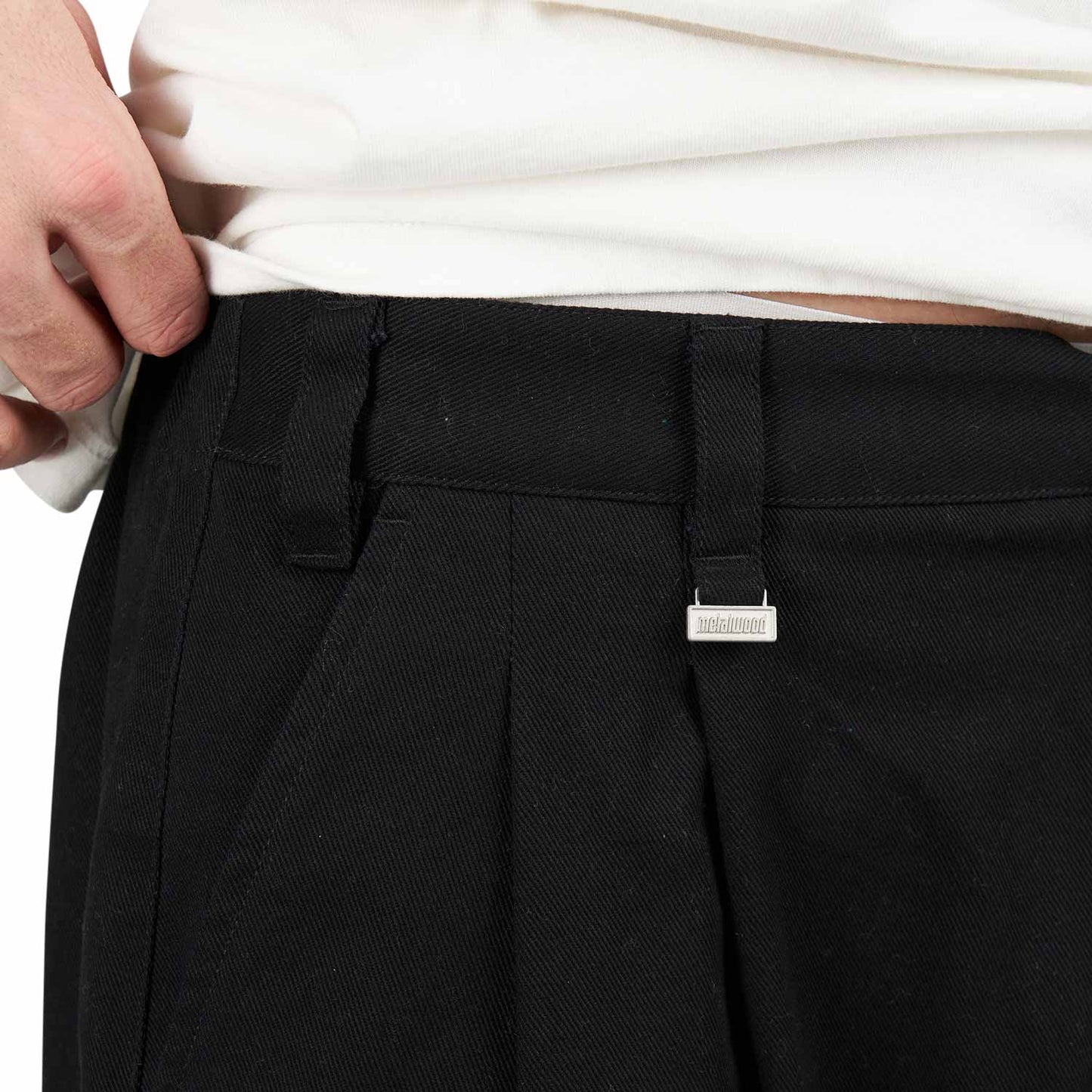 Metalwood Elastic Waist Baggy Pant (Schwarz) - Allike Store