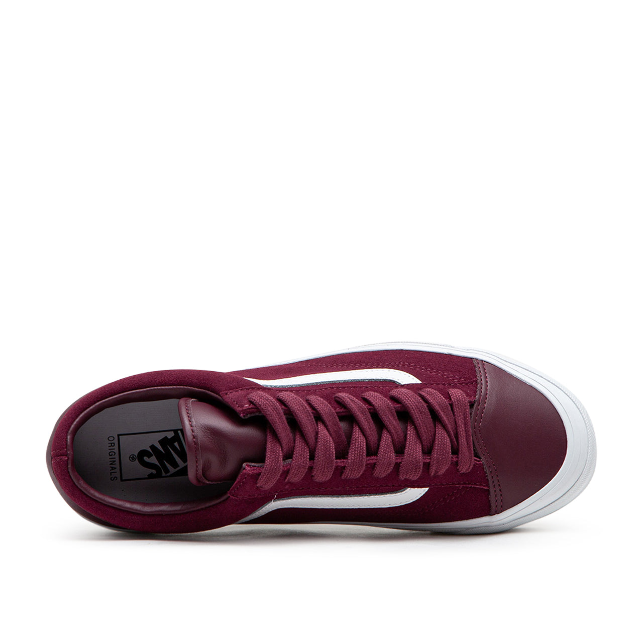 Maroon vans hotsell with black stripe