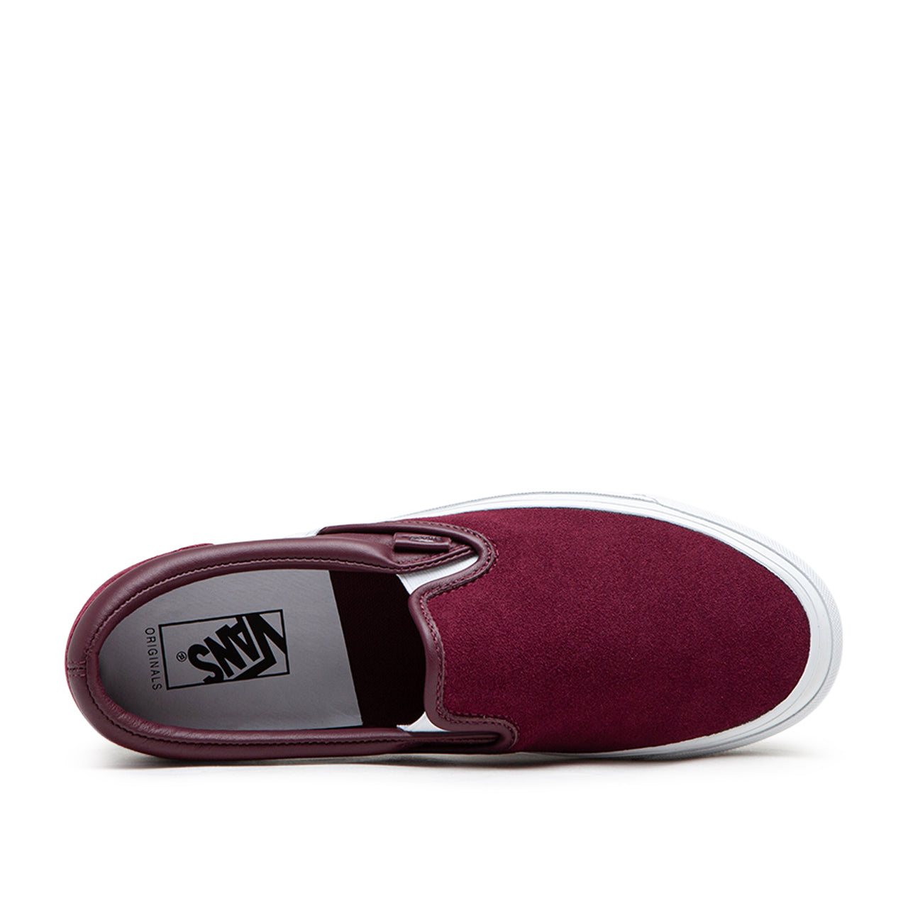 Dark red store vans slip on