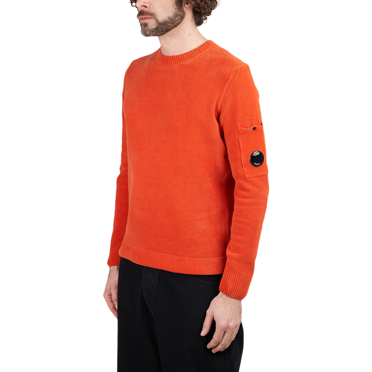 C.P. Company Chenille Cotton Crew Neck Knit (Orange)