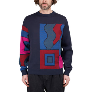 Parra Blocked Landscape Knitted Pullover (Navy / Multi)  - Allike Store
