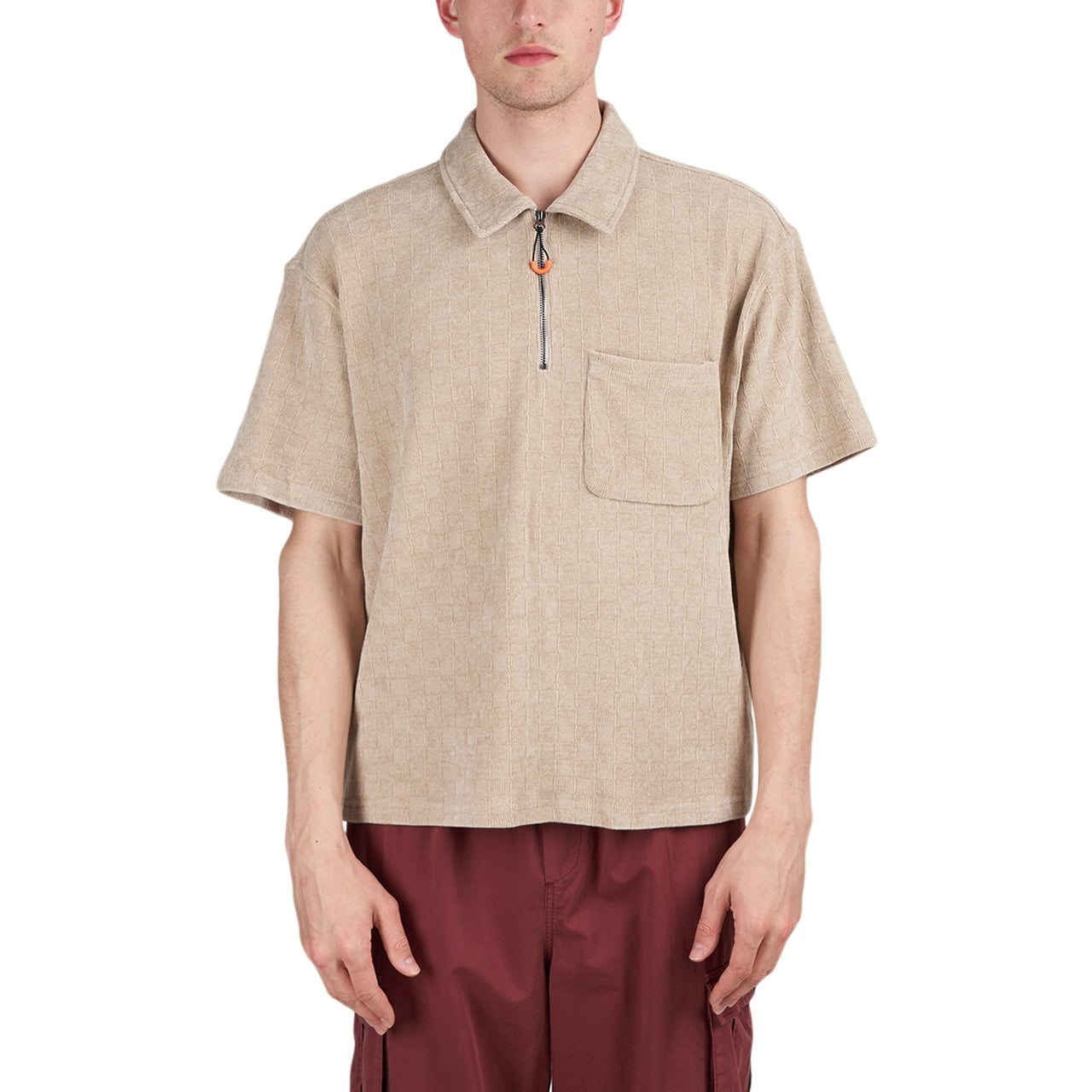 Brain Dead Knit Check Half Zip Shirt (Beige)  - Cheap Juzsports Jordan Outlet