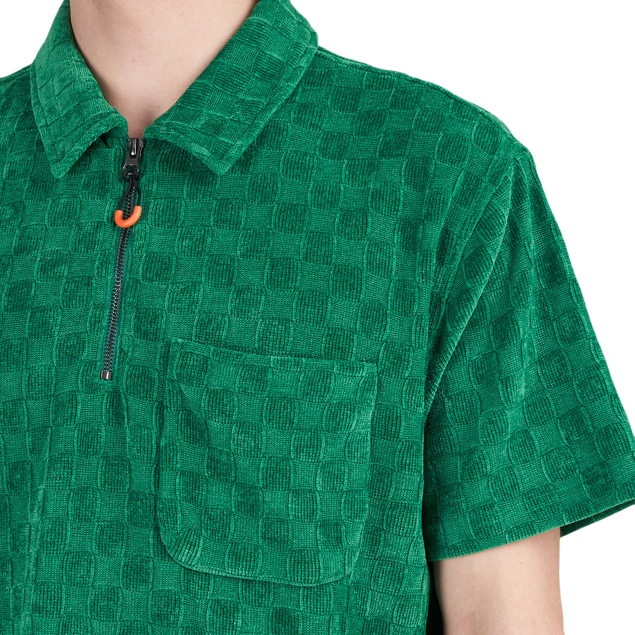 Brain Dead Knit Check Half Zip Shirt (Green)