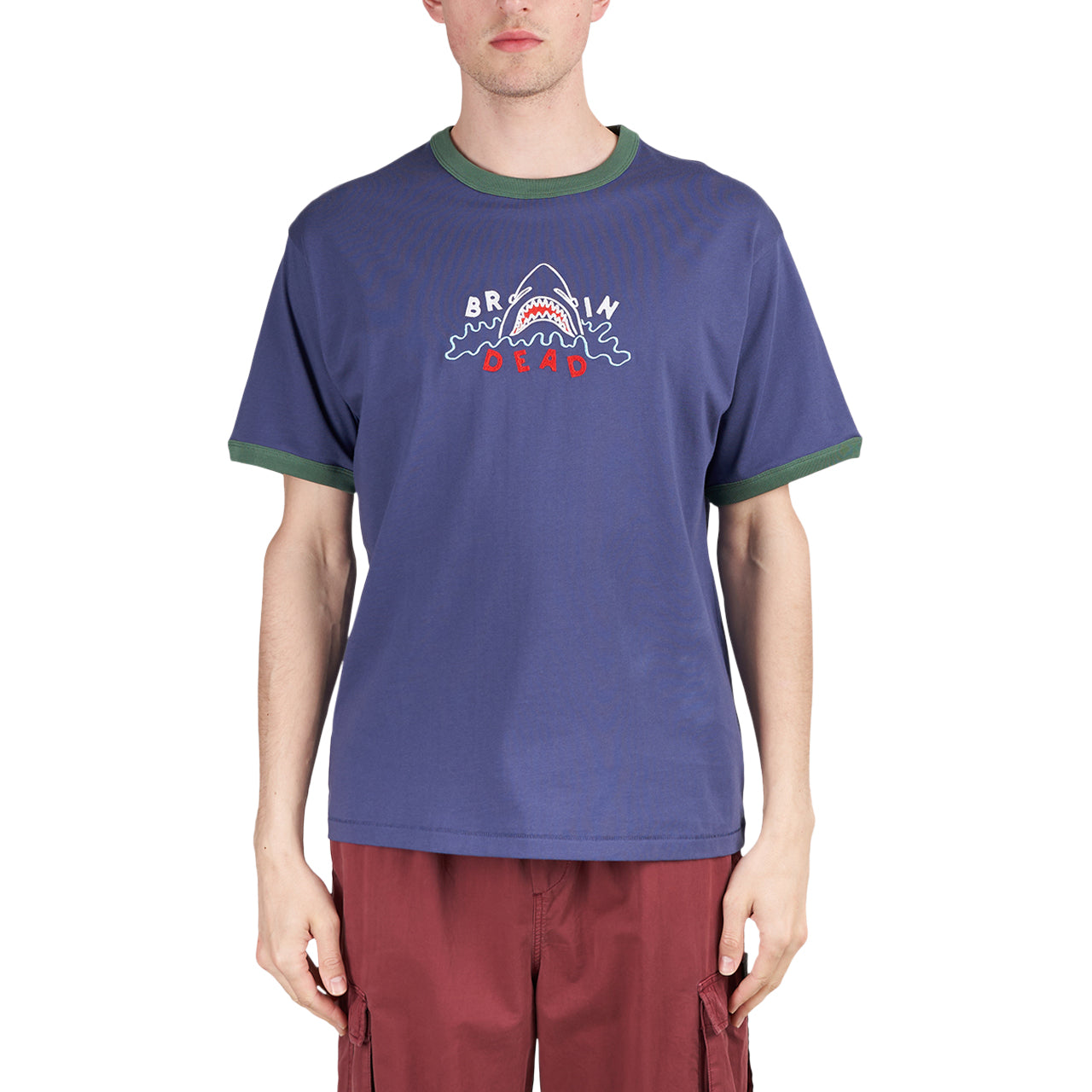 Brain Dead Shark Attack Ringer T-Shirt (Navy)  - Allike Store