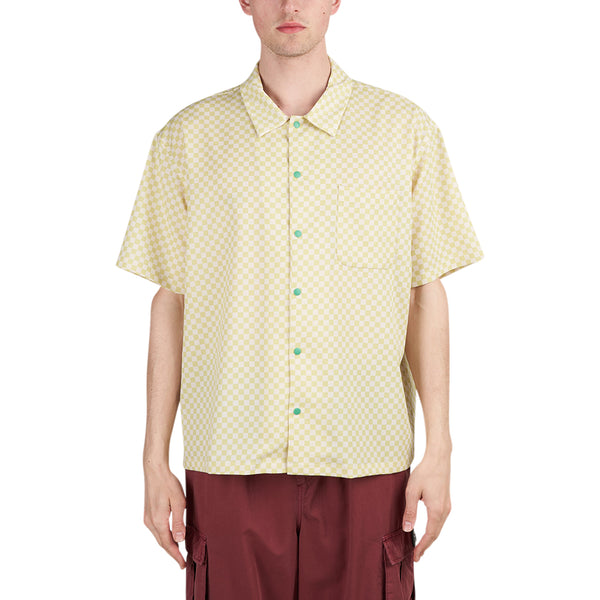 Brain Dead Micro Check Short Sleeve Snap Shirt (Yellow