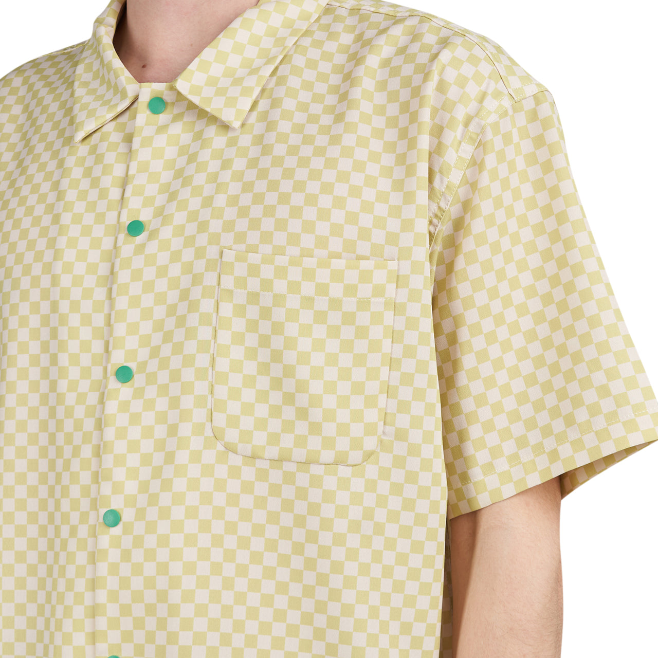 Brain Dead Micro Check Short Sleeve Snap Shirt (Gelb / Weiß / Grün)  - Allike Store