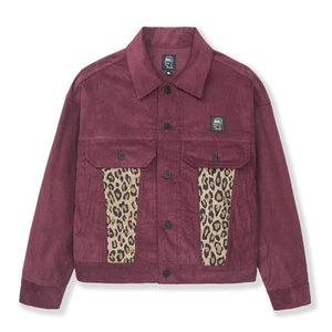 Brain Dead Leopard Contrast Trucker Jacket (Bordeaux)  - Allike Store