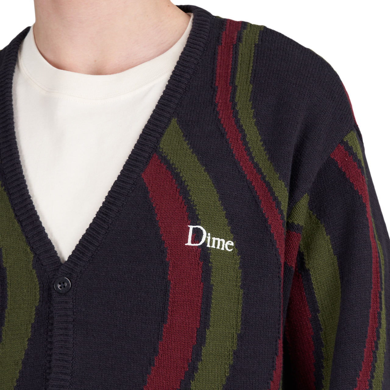 Dime Lightwave Knit Cardigan (Black / Green / Red)