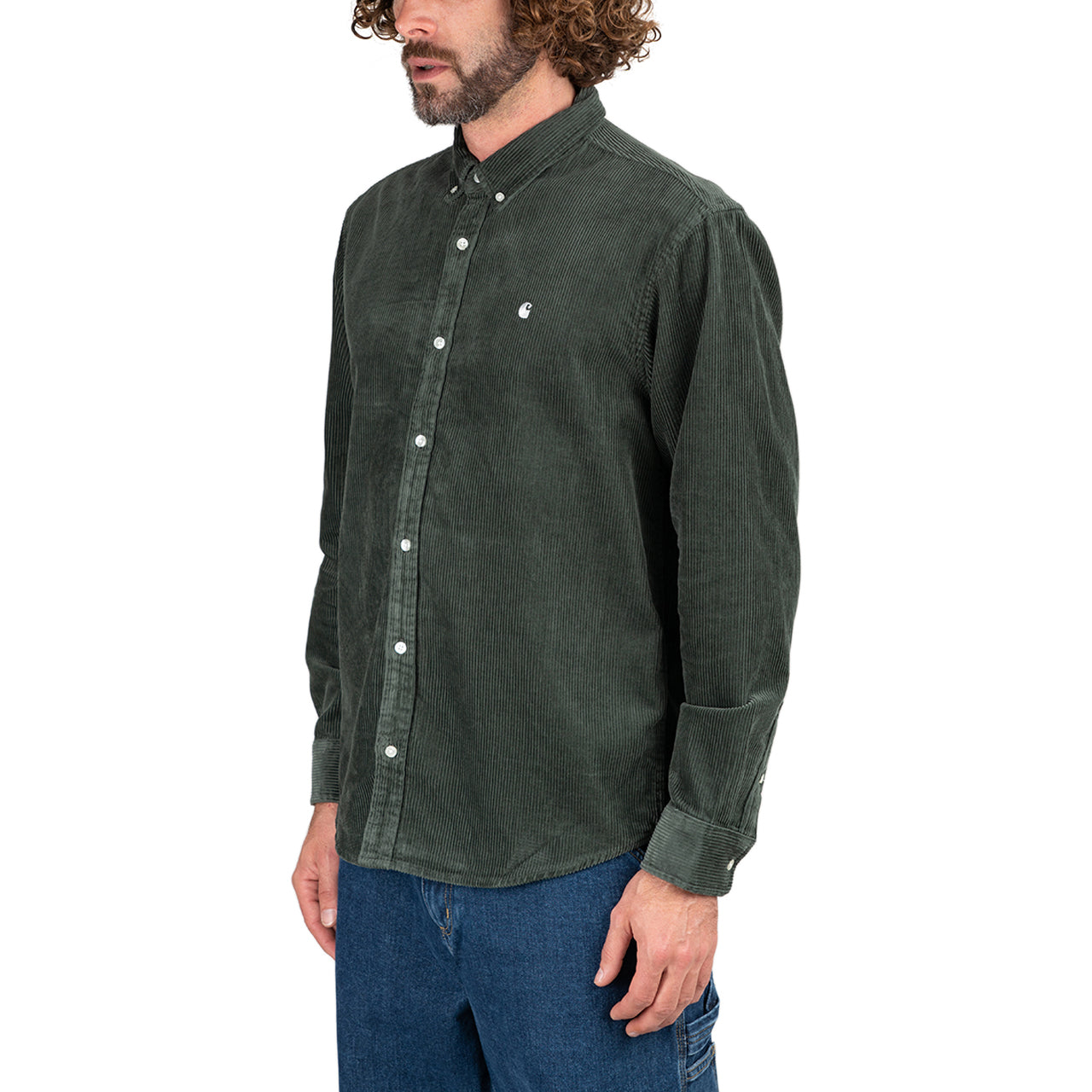 Carhartt WIP Madison Longsleeve Cord Shirt (Grau / Grün)  - Allike Store