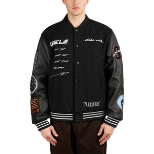 Pleasures x Unkle Mowax Varsity (Schwarz / Weiß)  - Allike Store