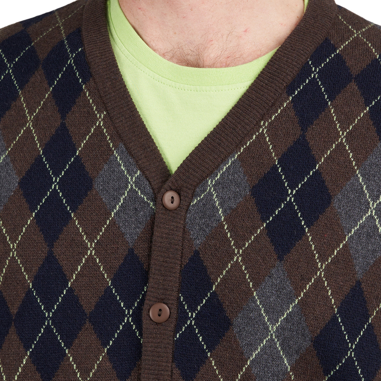 Pop Trading Company Knitted Cardigan Vest (Navy / Braun / Grau)  - Allike Store