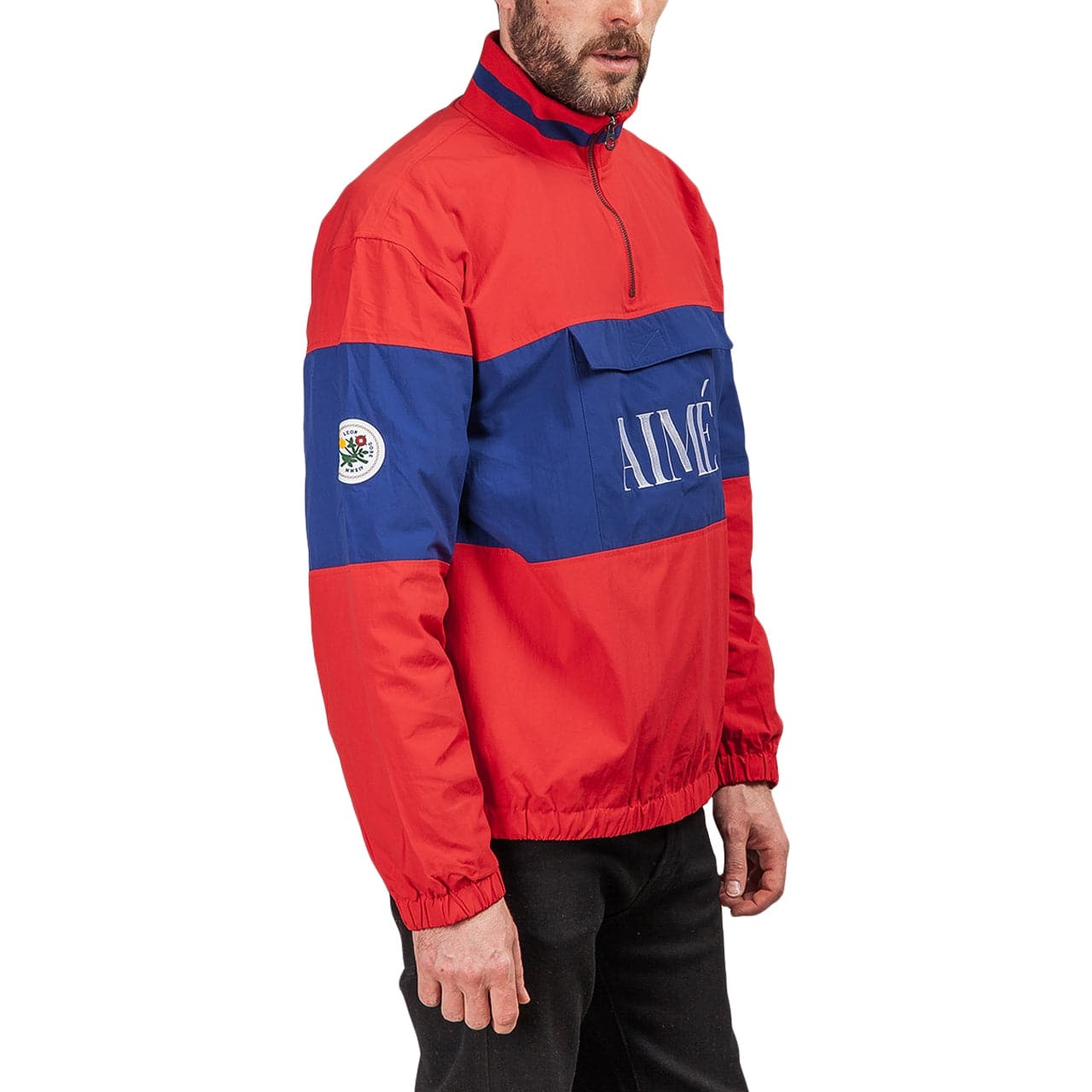 Aime Leon Dore Nylon Quarter Zip Pullover Red Blue SS19 WJ003M Allike Store