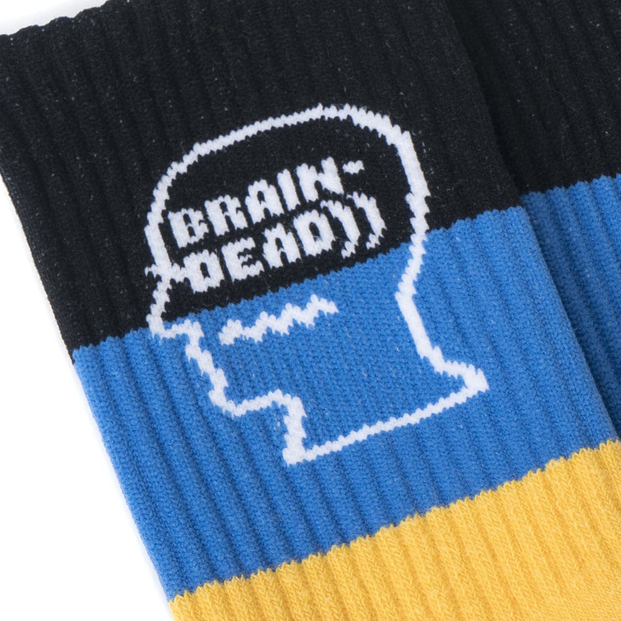 Brain Dead Striped Logo Head socks (Gelb / Blau / Schwarz)  - Allike Store