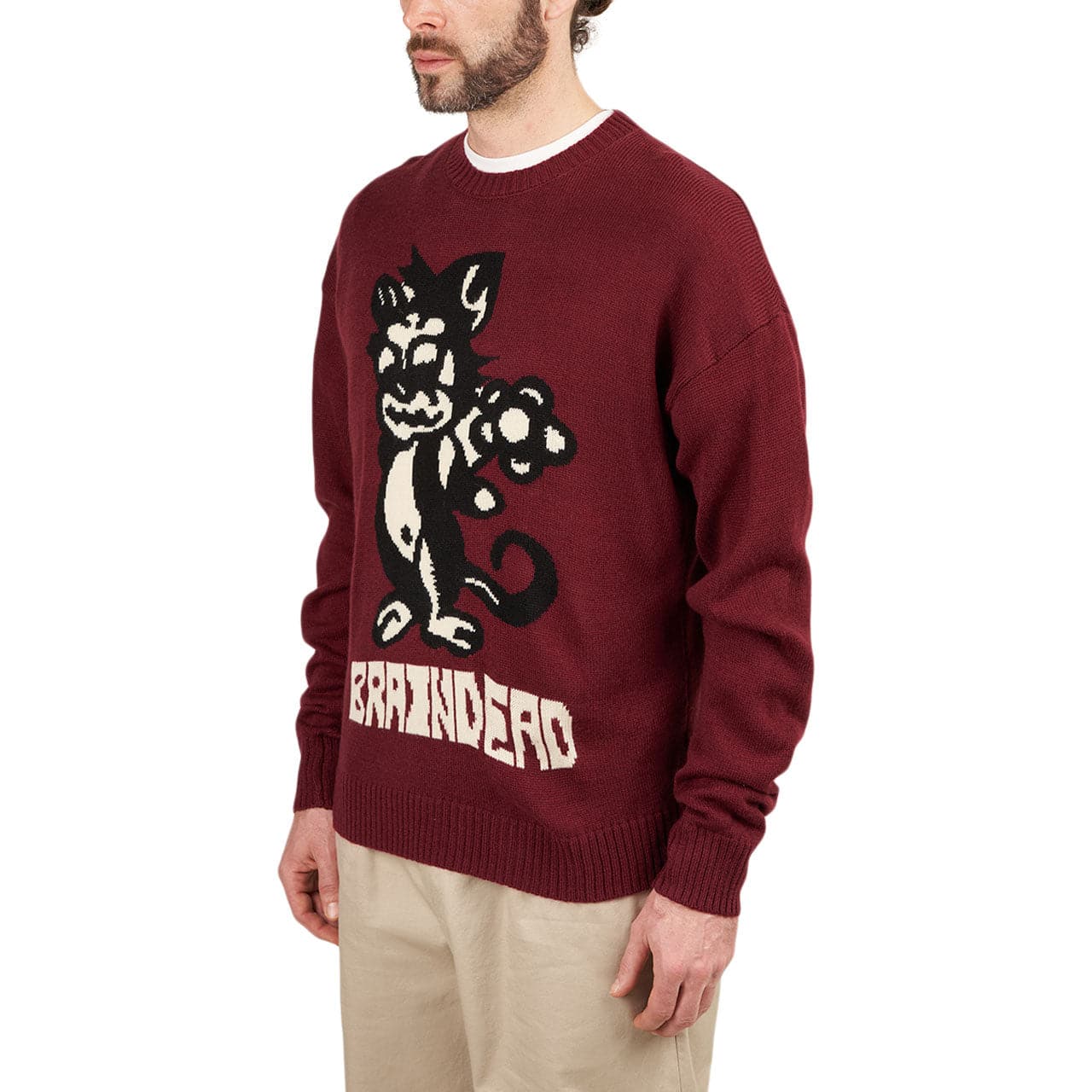 Brain Dead Meow Knit Sweater (Dunkelrot)  - Allike Store