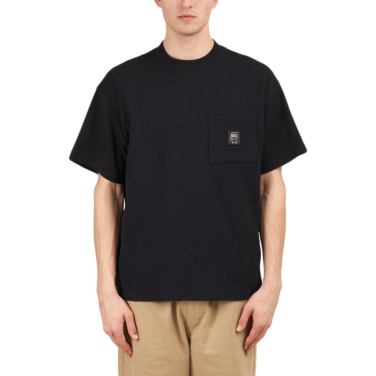 Brain Dead Mini Waffle Mock Neck T-Shirt (Schwarz)  - Allike Store