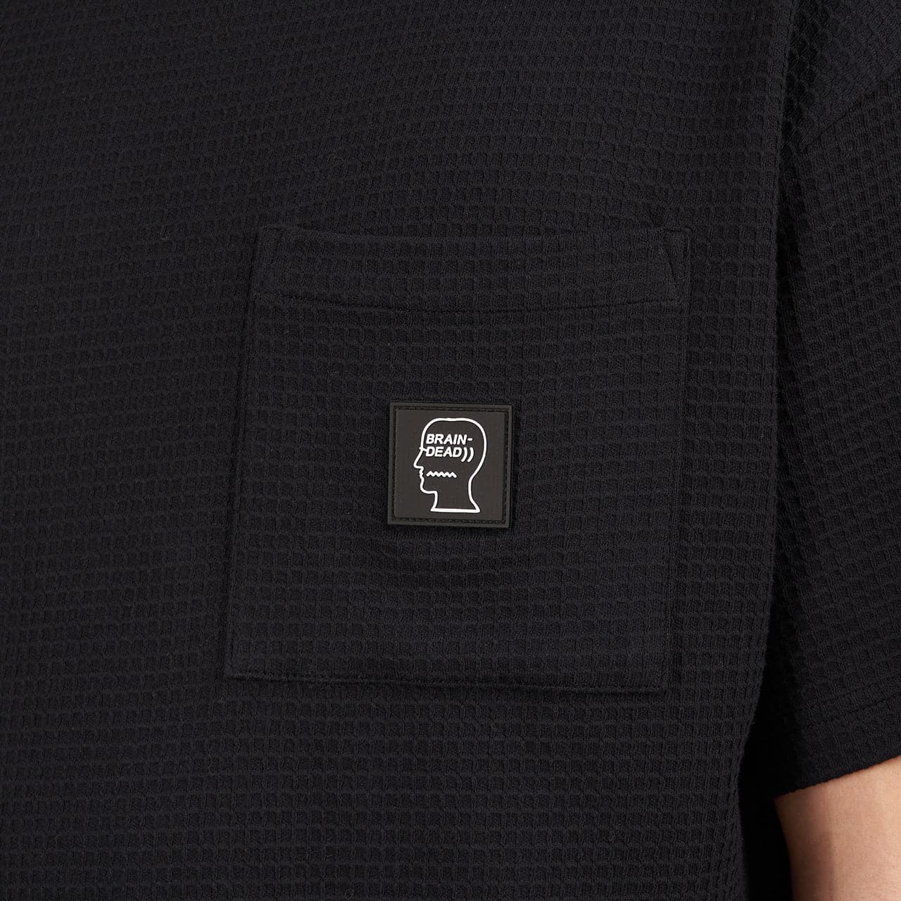 Brain Dead Mini Waffle Mock Neck T-Shirt (Schwarz)  - Allike Store