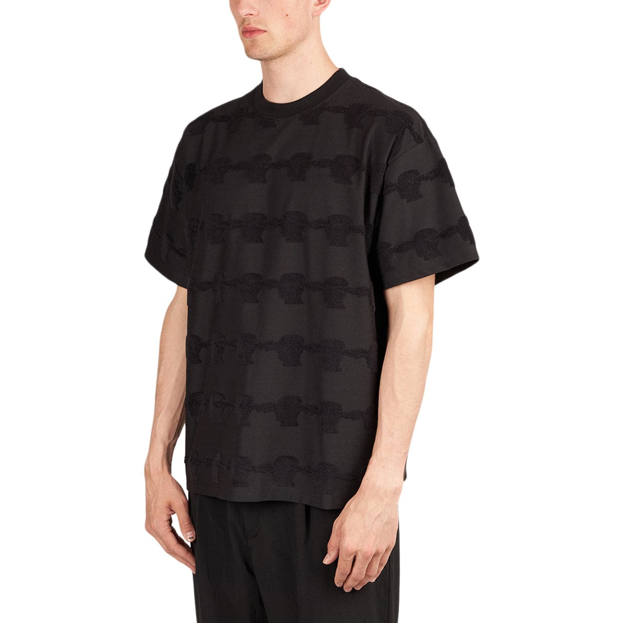 Brain Dead Lightning Head Textured Stripe T-Shirt (Schwarz)  - Allike Store