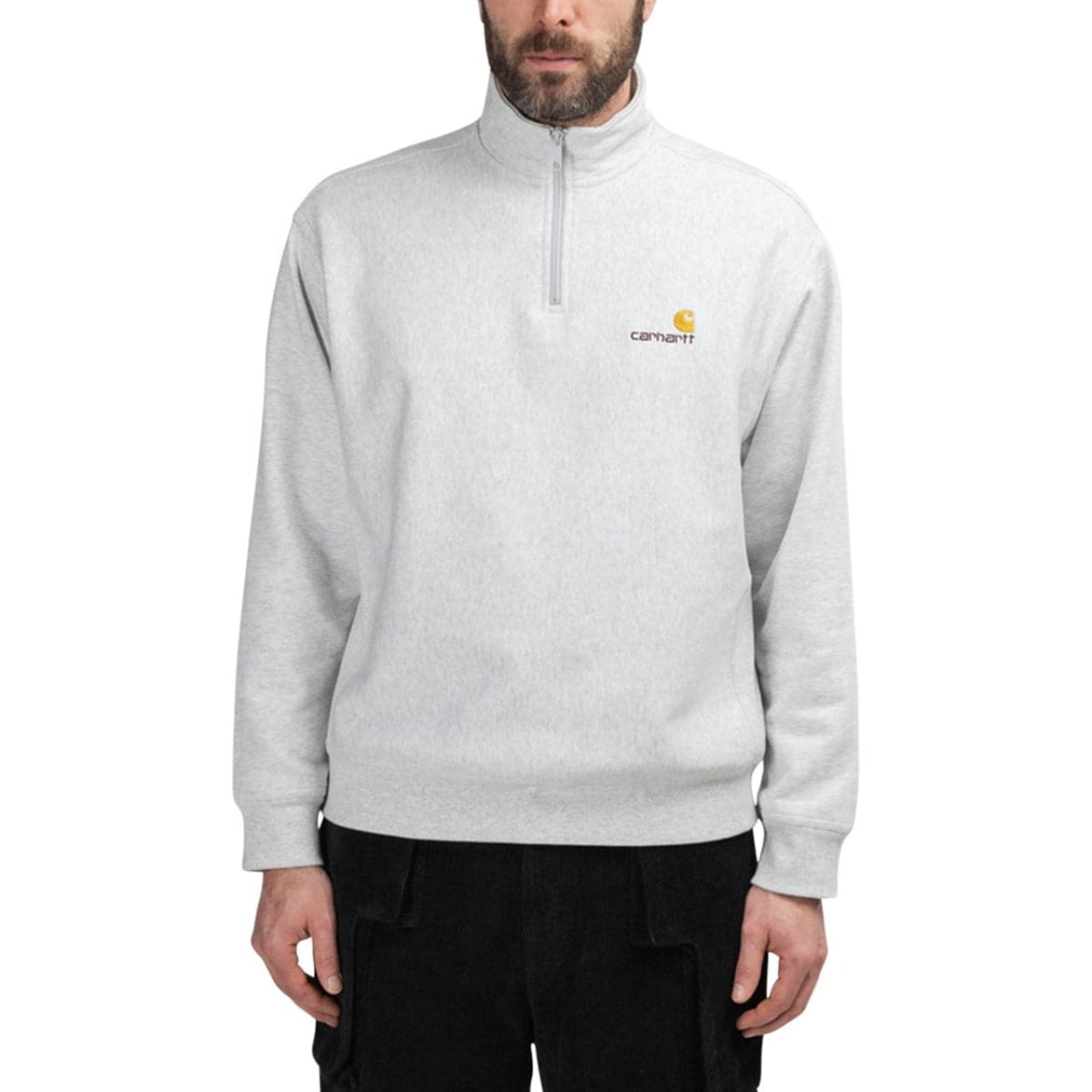 Carhartt WIP Half Zip American Script Sweatshirt (Hellgrau)  - Allike Store