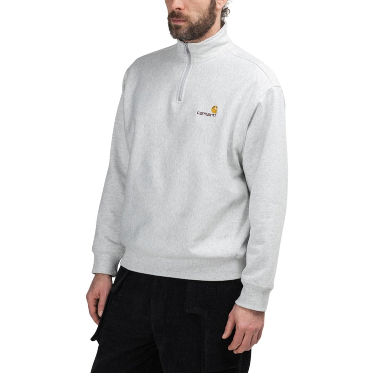 Carhartt WIP Half Zip American Script Sweatshirt (Hellgrau)  - Allike Store