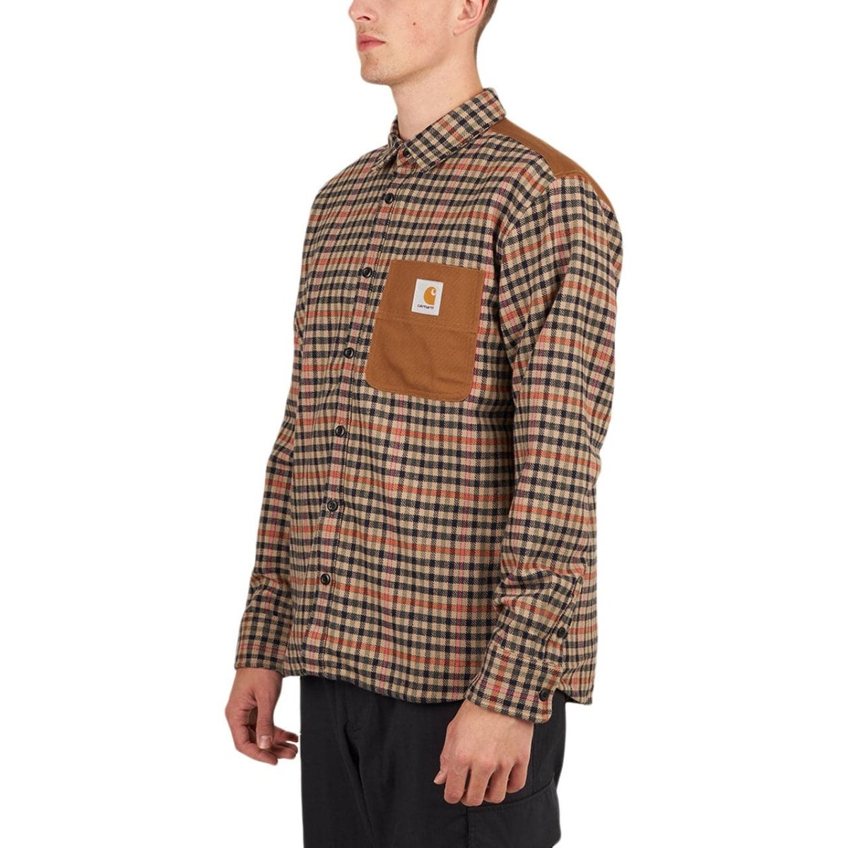 Carhartt WIP L/S Asher Shirt Check Leather (Braun / Orange)  - Allike Store