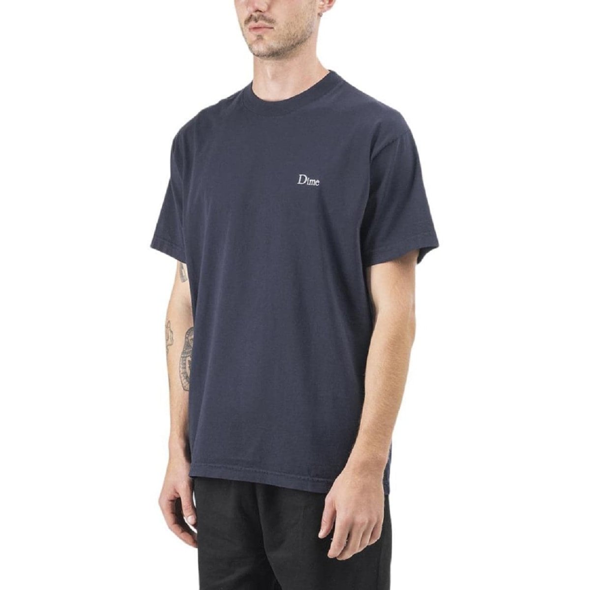 Dime Classic Logo Embroidered T-Shirt (Navy)  - Allike Store