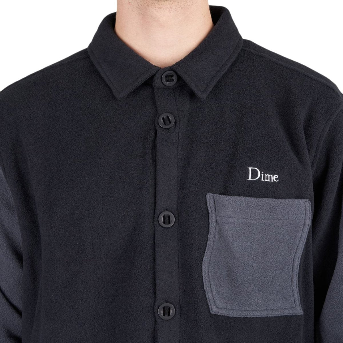 Dime Polar Fleece Button Up Shirt (Black)