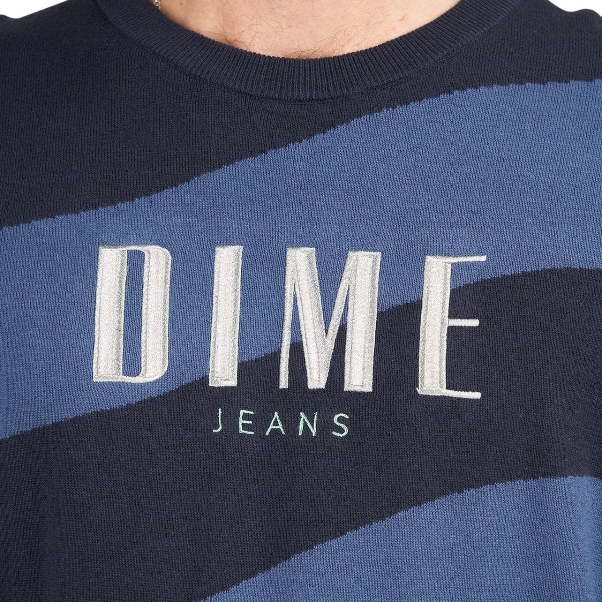 Dime Wave Striped Light Knit Sweater (Navy)