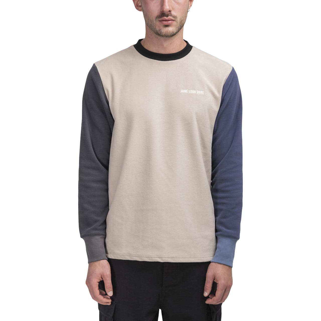 Aimé Leon Dore Color Blocked Fleece Longsleeve (Cream)  - Allike Store