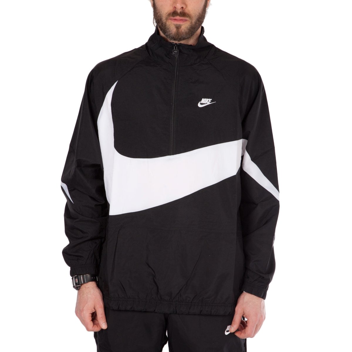 Nike NSW Swoosh Woven Halfzip Jacket Black White AJ2696 010 Allike Store