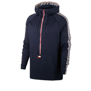 Nike NSW Taped Half Zip Hooded Poly (Dunkelblau / Weiß)  - Allike Store