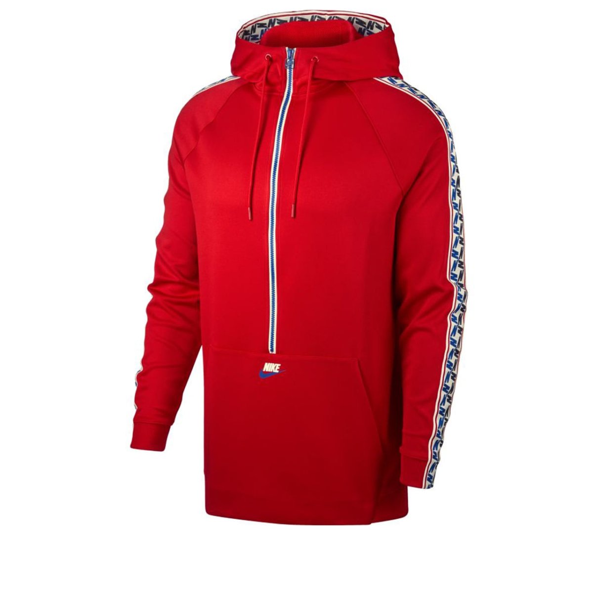 Nike NSW Taped Half Zip Hooded Poly (Rot / Weiß)  - Allike Store