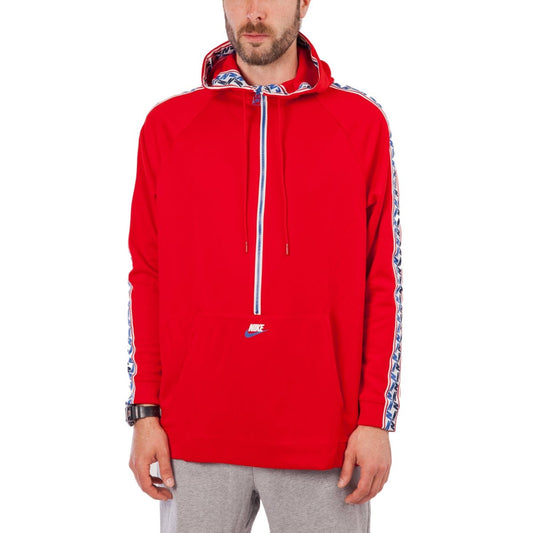 Nike NSW Taped Half Zip Hooded Poly (Rot / Weiß)  - Allike Store