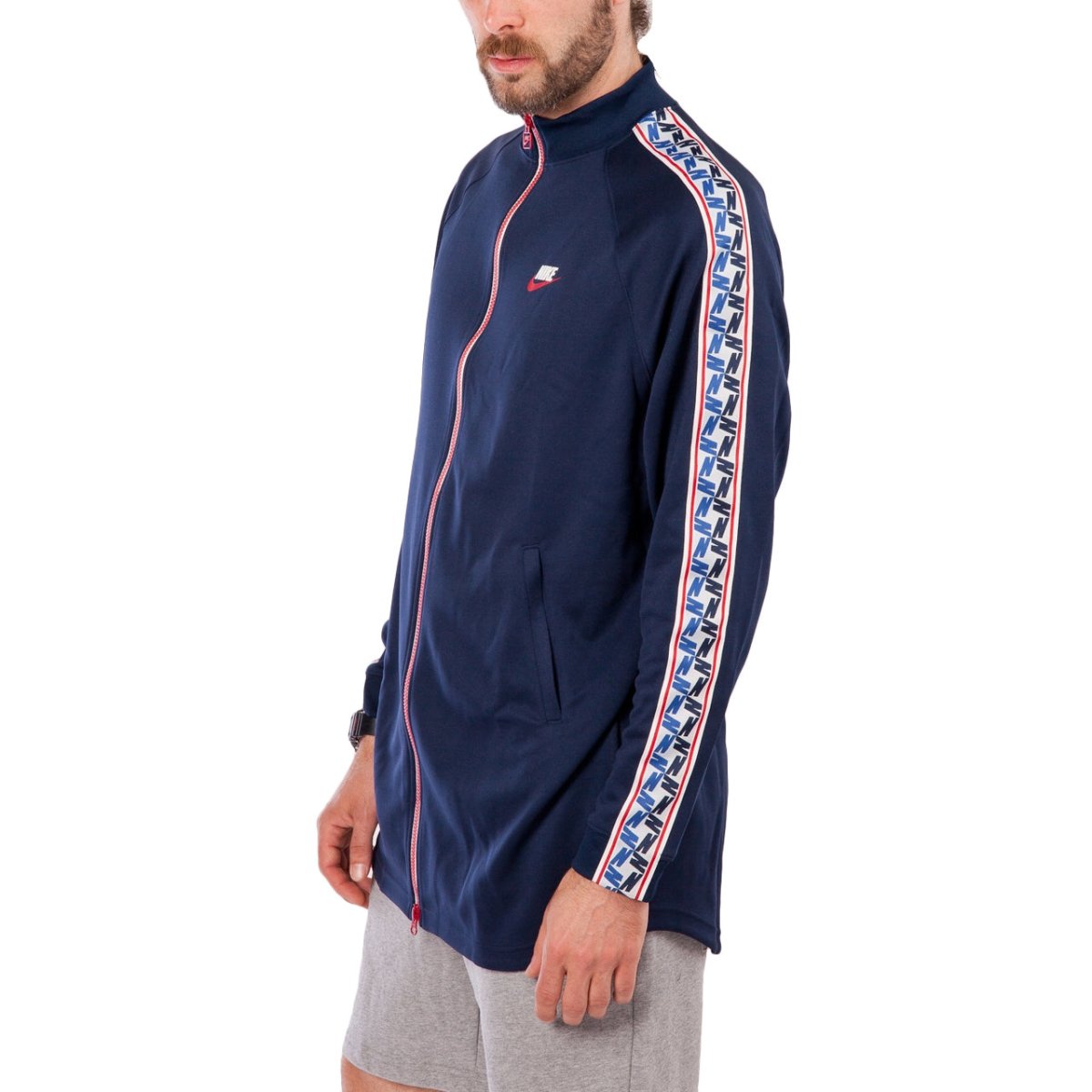 Nike NSW Taped Track Jacket Poly (Dunkelblau / Weißl)  - Allike Store