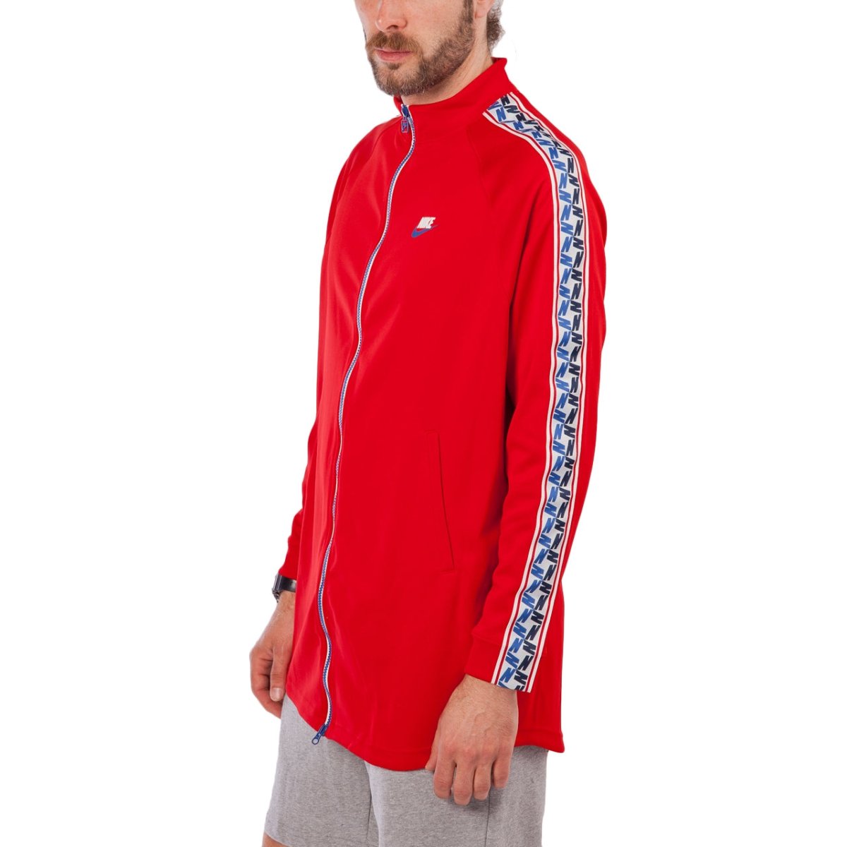 Nike NSW Taped Track Jacket Poly (Rot / Weiß)  - Allike Store