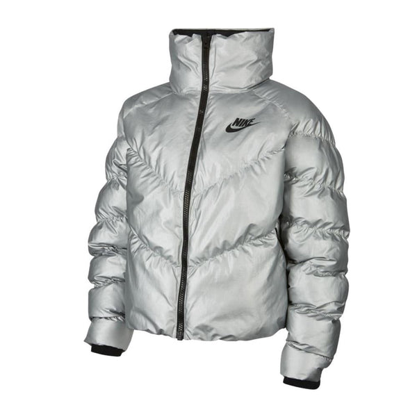 New Women's Nike Shine NSW Syn Fill Jacket Metallic Silver