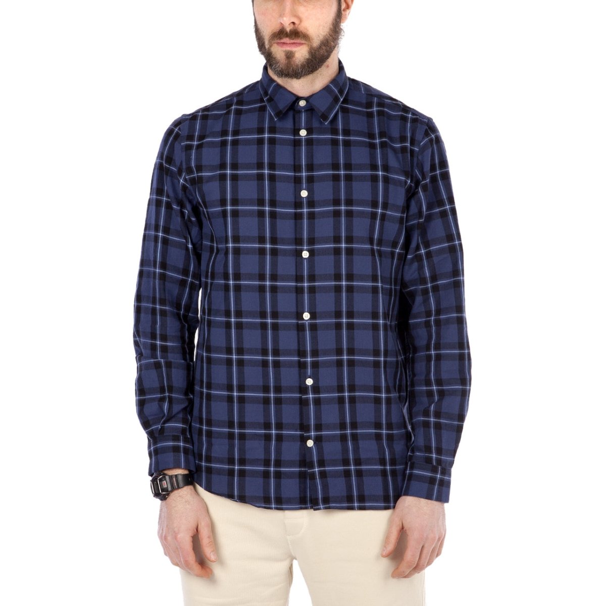 Norse Projects Hans Classic Check (Dark Navy)  - Allike Store