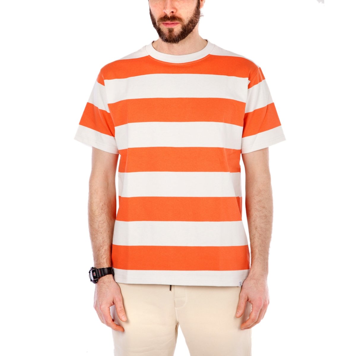 Norse Projects Johannes Wide Stripe (Rot / Hellbeige)  - Allike Store