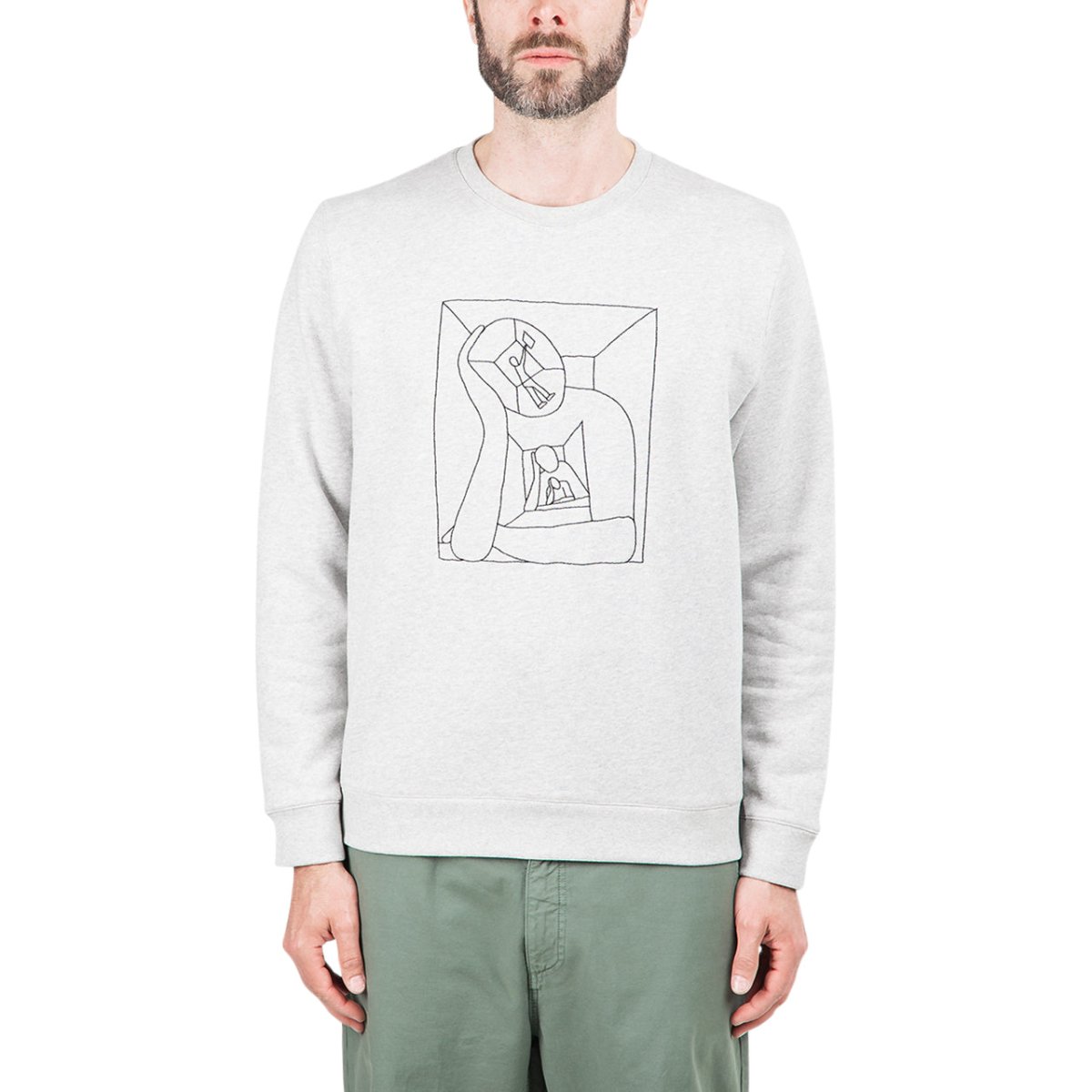 Norse Projects x Geoff McFetridge Vagn Boredom Logo Crewneck (Hellgrau)  - Allike Store