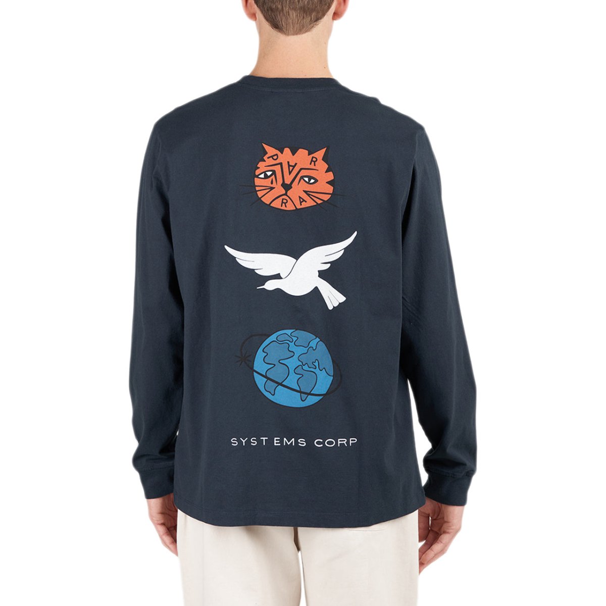 Parra Sad Cat System Bird L/S T-Shirt (Navy)  - Allike Store