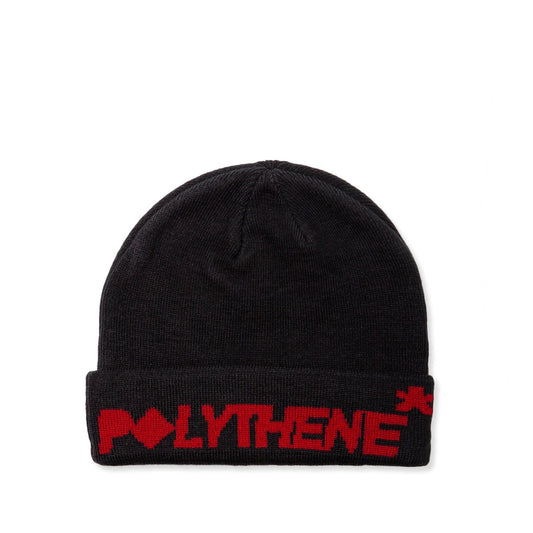 Polythene* Optics Jaquard Logo Beanie (Schwarz / Rot)  - Allike Store