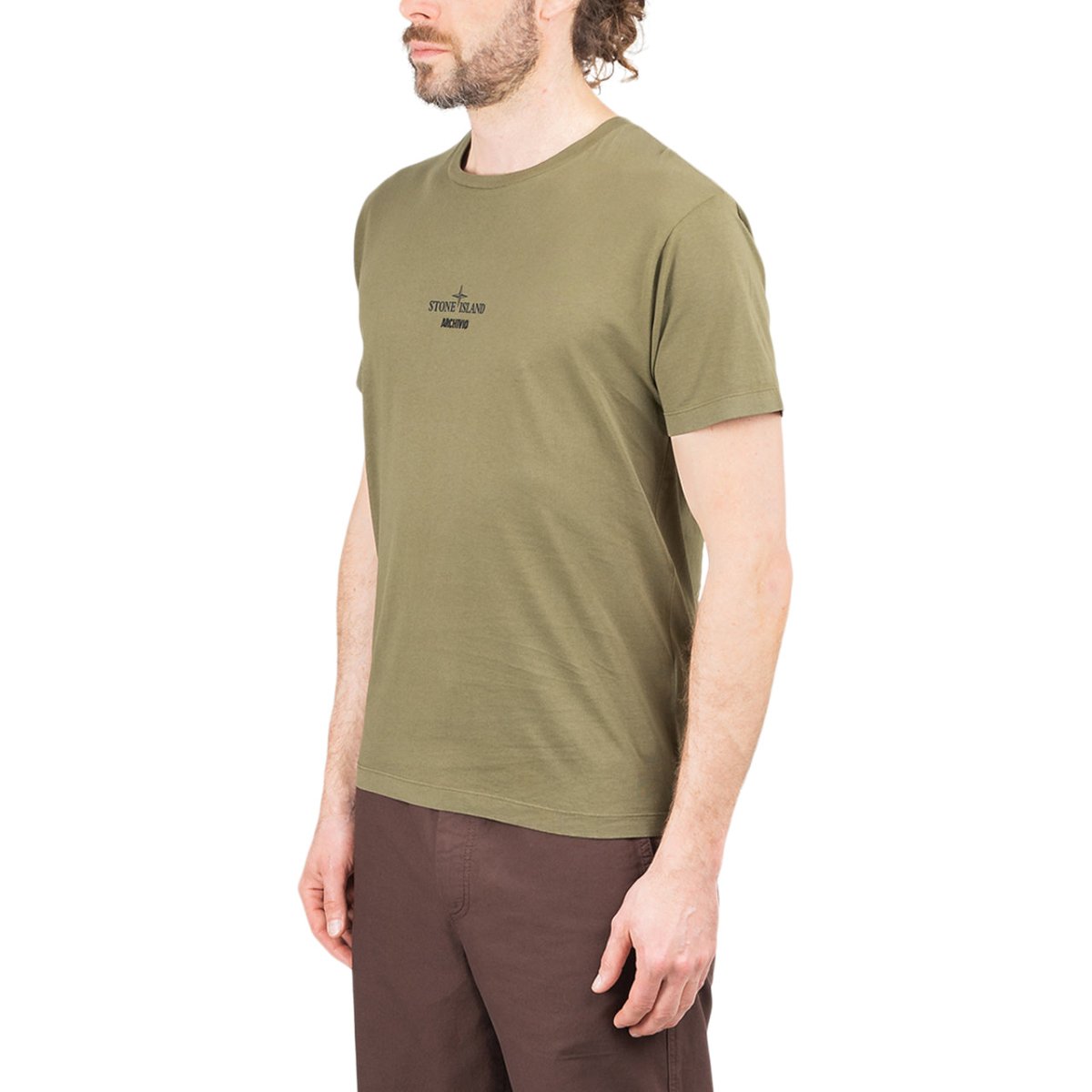 Stone island olive t on sale shirt