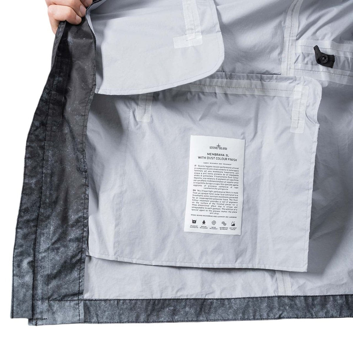 Stone Island Membrana 3L Dust Color Finish Jacket (Schwarz