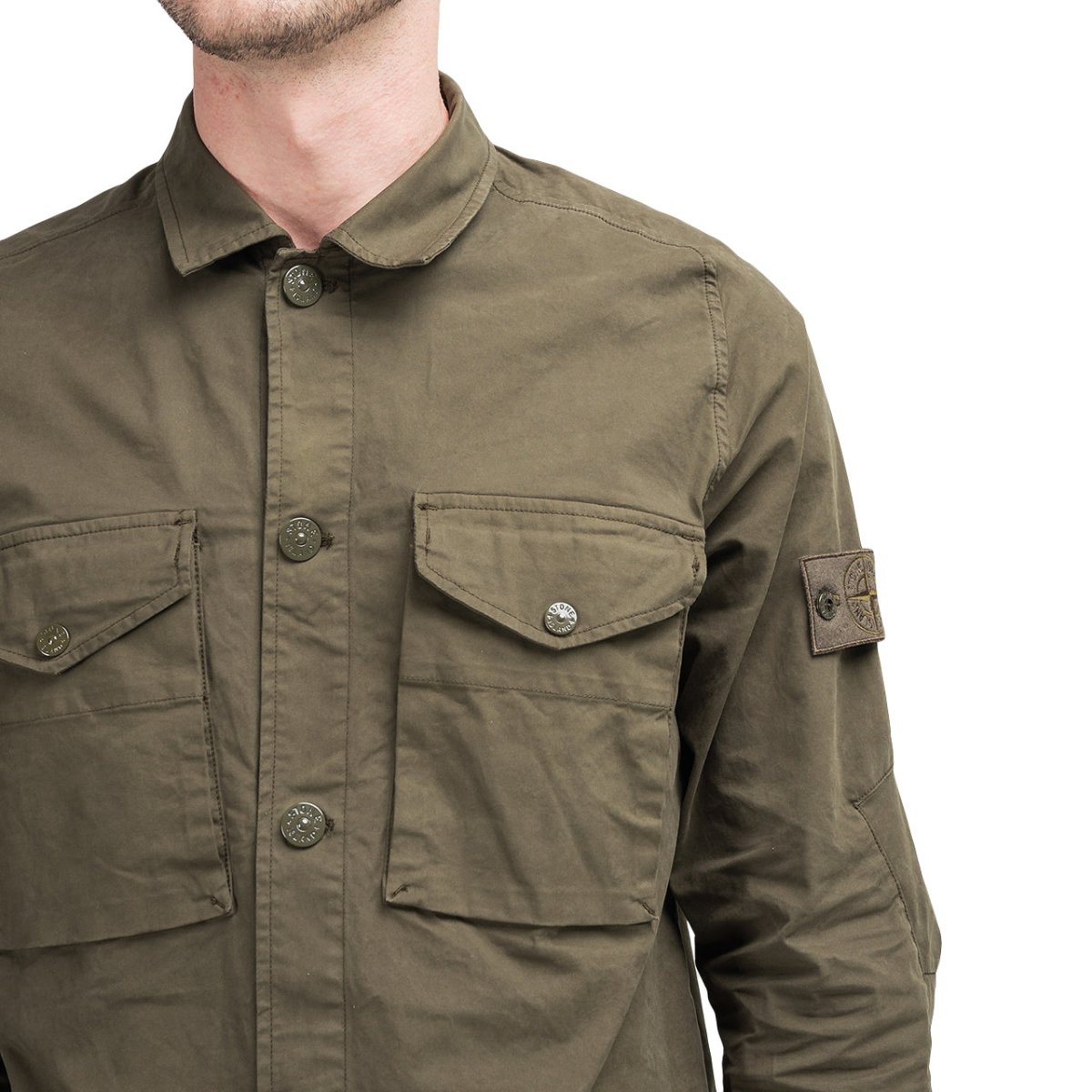 Stone Island Overshirt 'Ghost Piece' (Olive)  - Allike Store