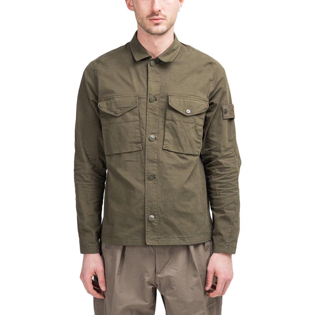 Stone Island Overshirt 'Ghost Piece' (Olive)  - Allike Store
