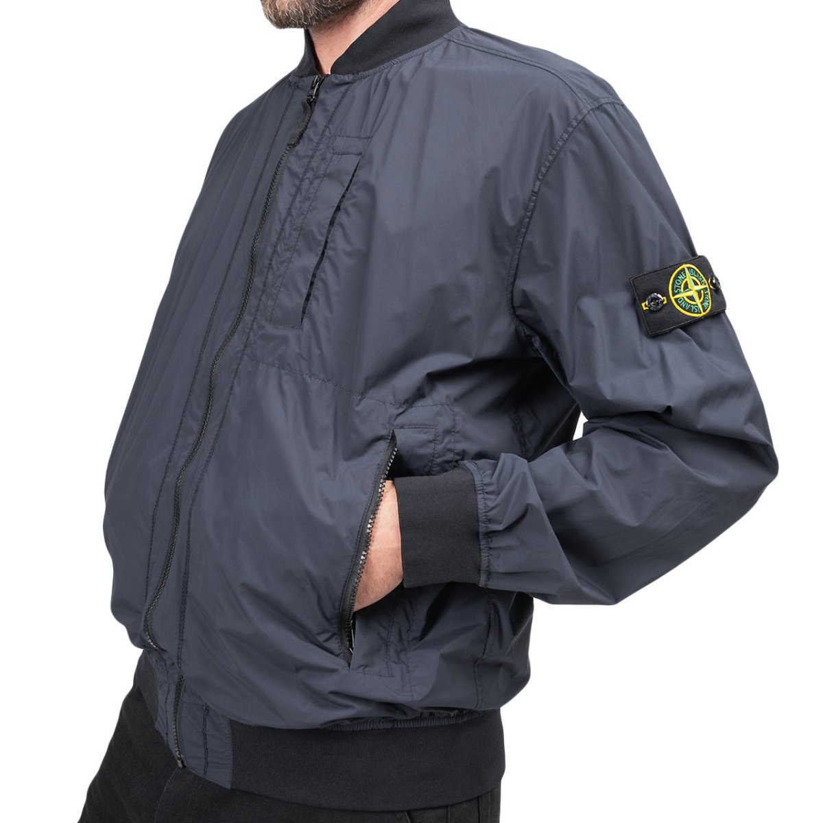 Stone island navy store bomber jacket